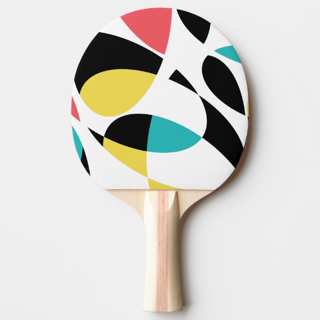 Colourful, abstract, modern, fun geometric pattern ping pong paddle (Front)