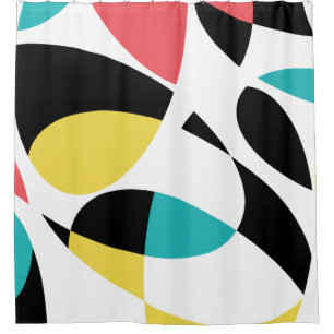 Colourful, abstract, modern, fun geometric pattern shower curtain