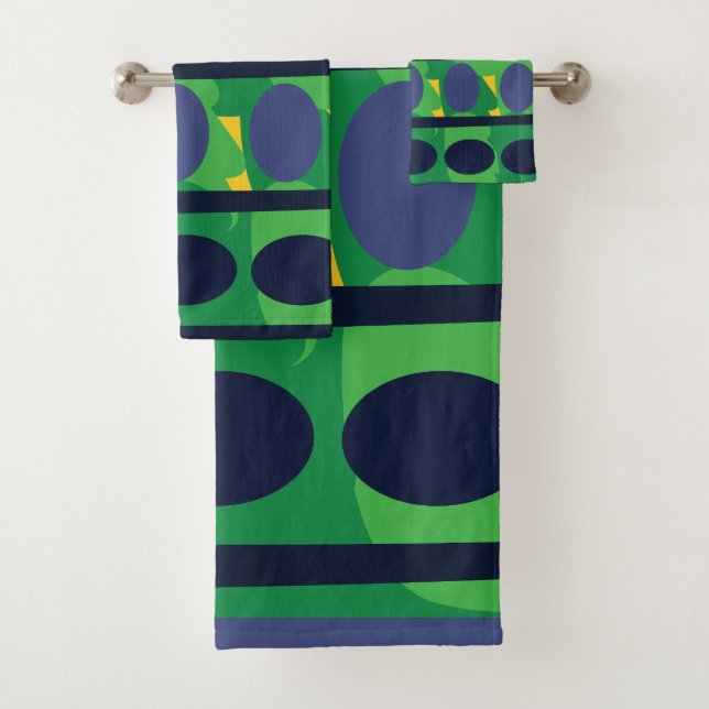 Colourful Abstract Modern Geometric Bath Towel Set (Insitu)