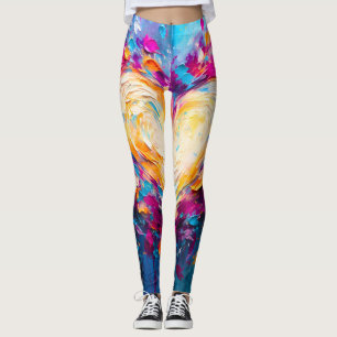Colourful Abstract Modern Love Heart Leggings