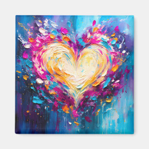 Colourful Abstract Modern Love Heart Magnet