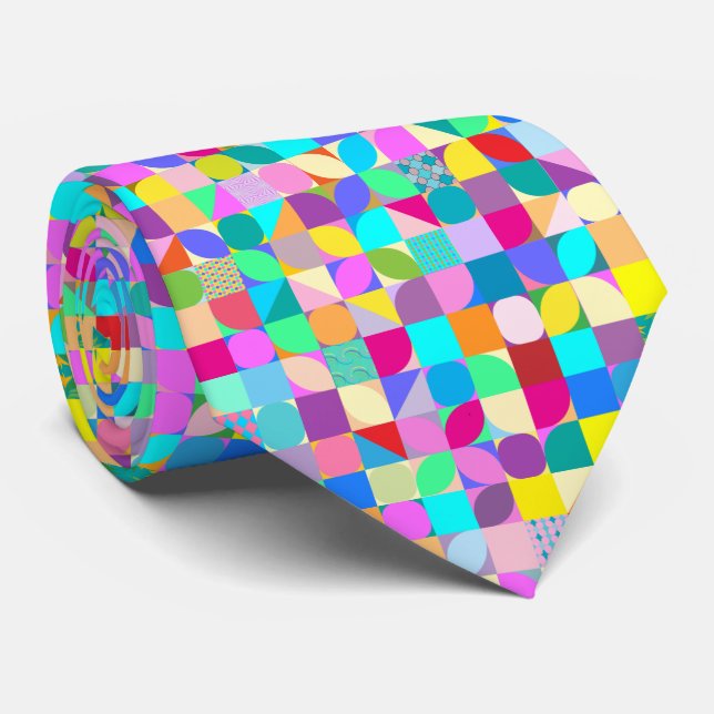 Colourful Abstract Modern Pattern Art Neck Tie  (Rolled)