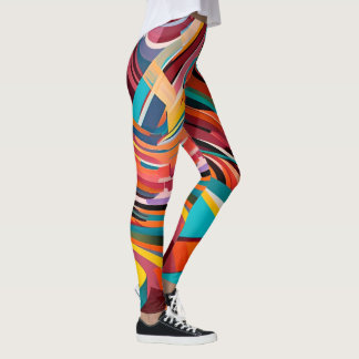 Colourful Abstract Modern Urban Geometric Pattern  Leggings