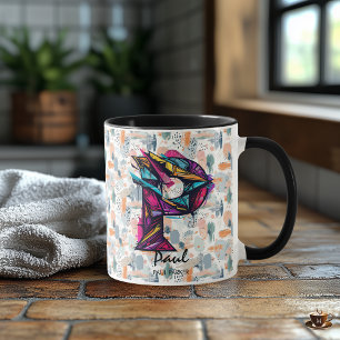 Colourful Abstract Monogram Mug - P for Paul