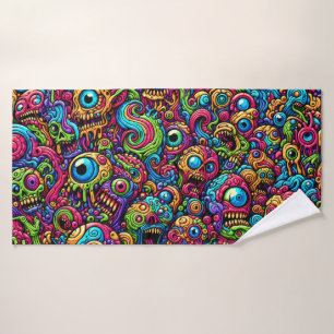 Colourful Abstract Monster Bath Towel