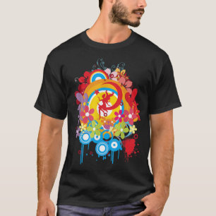 Colourful Abstract Moon Fairy Floral Graphic Tee S