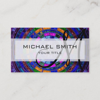 Colourful Abstract Mosaic Custom Monogram Business Card