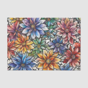 Colourful Abstract Mosaic Flowers Tissue Paper