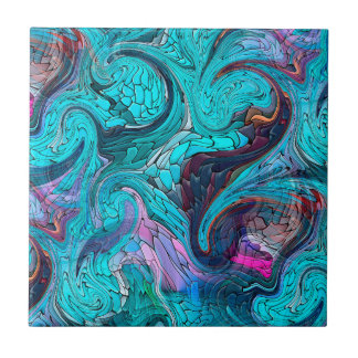 Colourful Abstract Mosaic Mermaid or Dragon Scales Ceramic Tile