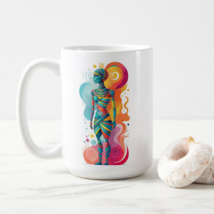 Colourful Abstract Mummy Art with Unique Shapes  Coffee Mug
