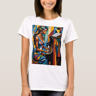 Colourful Abstract Musician Playing Piano t-shirt 