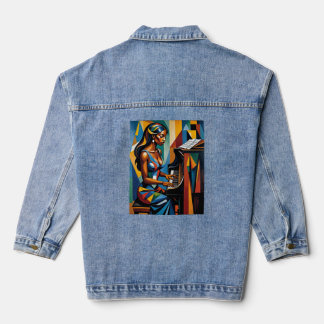 Colourful Abstract Musician Playing Piano t-shirt Denim Jacket