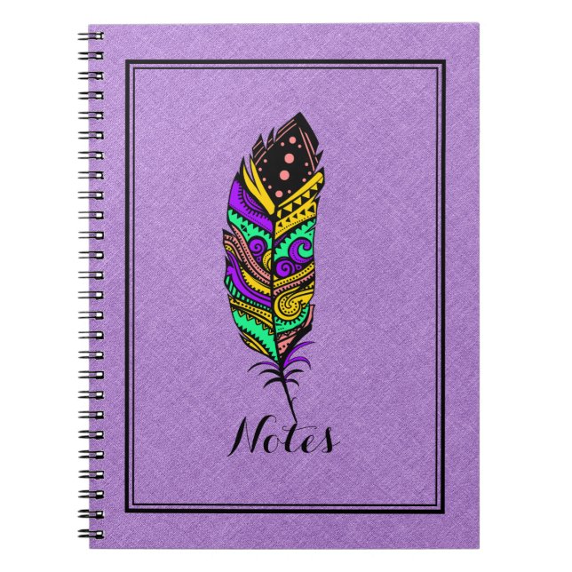 Colourful Abstract Native American Feather No 2 Notebook (Front)