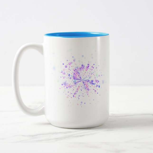 Colourful Abstract Neon Splash Two-Tone Coffee Mug (Left)