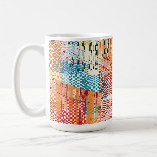 Colourful Abstract Newspaper Collage Coffee Mug (Left)