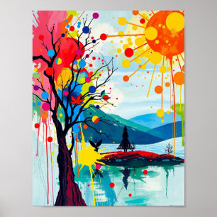 Colourful Abstract of A Tree Poster