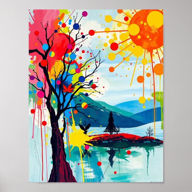 Colourful Abstract of A Tree Poster (Front)