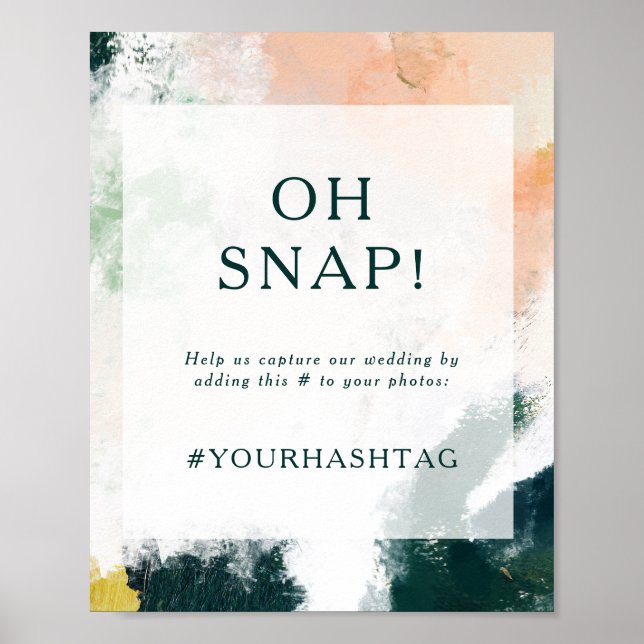 Colourful Abstract Oh Snap Wedding Hashtag Sign (Front)