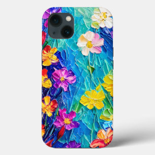 Colourful Abstract Oil Painting of Spring Flowers iPhone 13 Case