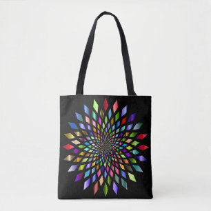 Colourful Abstract on Black Tote Bag