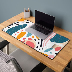 Colourful Abstract Organic Shapes Boho Pattern Desk Mat