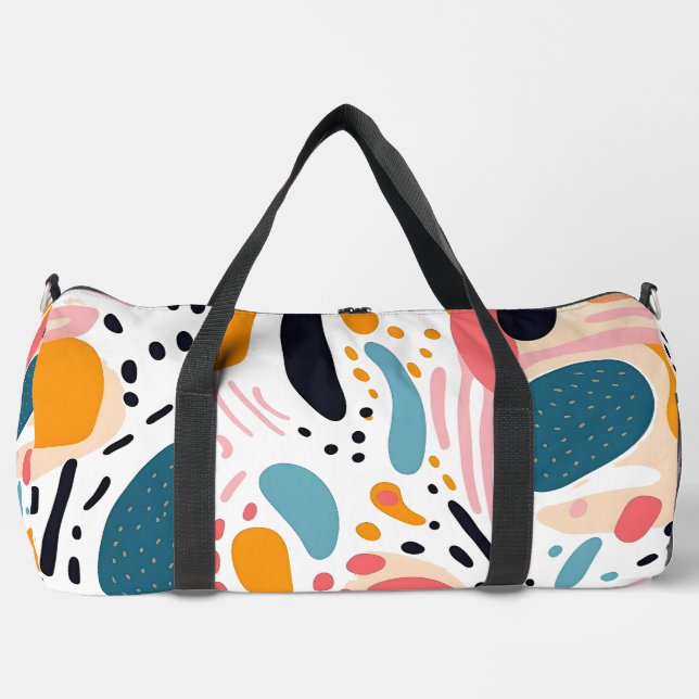 Colourful Abstract Organic Shapes Boho Pattern Duffle Bag (Front)