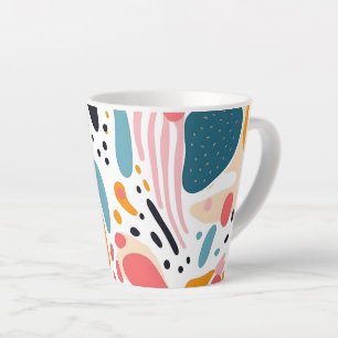 Colourful Abstract Organic Shapes Boho Pattern Latte Mug