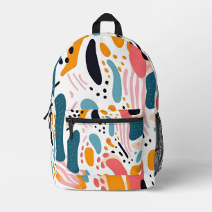 Colourful Abstract Organic Shapes Boho Pattern Printed Backpack