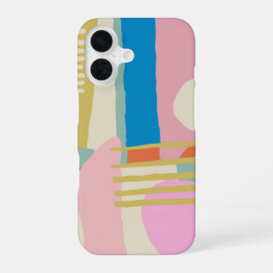 Colourful Abstract Organic Shapes Lines Boho Style iPhone 16 Case