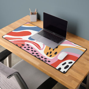 Colourful Abstract Organic Shapes Modern Pattern Desk Mat