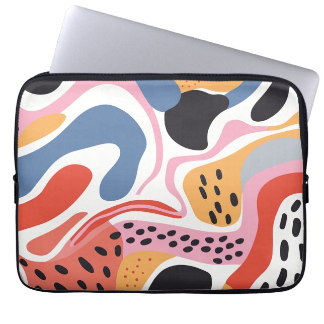 Colourful Abstract Organic Shapes Modern Pattern Laptop Sleeve (Front)