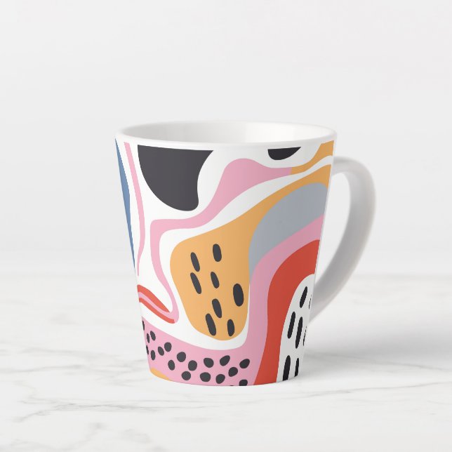 Colourful Abstract Organic Shapes Modern Pattern Latte Mug (Right Angle)
