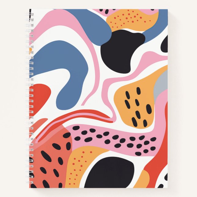Colourful Abstract Organic Shapes Modern Pattern Notebook (Front)