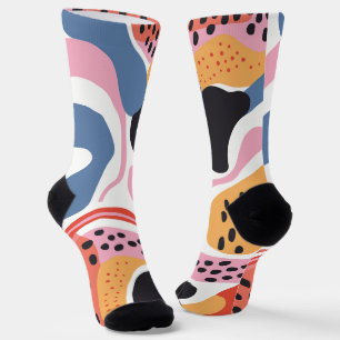Colourful Abstract Organic Shapes Modern Pattern Socks