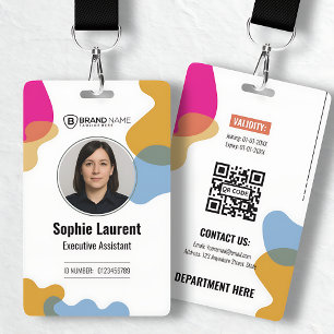 Colourful Abstract Organic Wave Employee Photo ID Badge