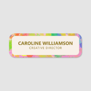 Colourful Abstract Paint Artist Studio Custom Name Tag