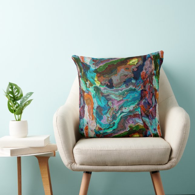 Colourful abstract paint cushion (Chair)