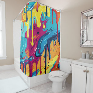 Colourful Abstract Paint Drips (14) Shower Curtain