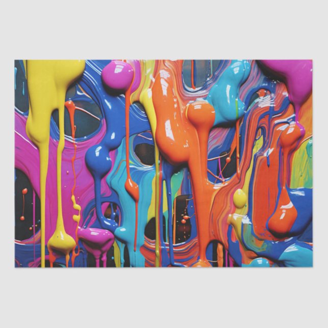 Colourful Abstract Paint Drips (17) Tissue Paper (Front)