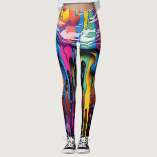 Colourful Abstract Paint Drips (19) Leggings