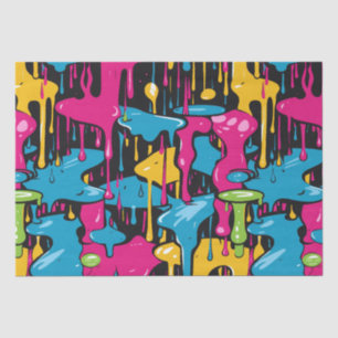 Colourful Abstract Paint Drips (1) Tissue Paper