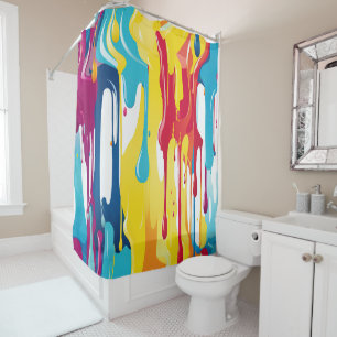 Colourful Abstract Paint Drips (3) Shower Curtain