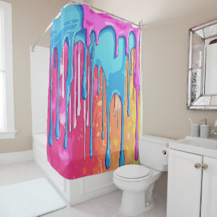 Colourful Abstract Paint Drips (4) Shower Curtain