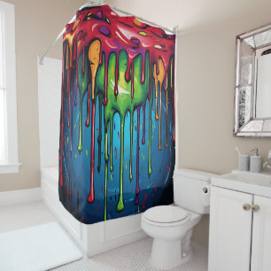 Colourful Abstract Paint Drips (6) Shower Curtain