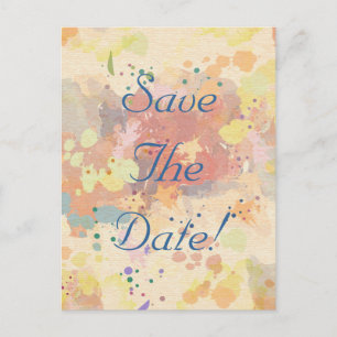 Colourful Abstract Paint Splash Save The Date Announcement Postcard