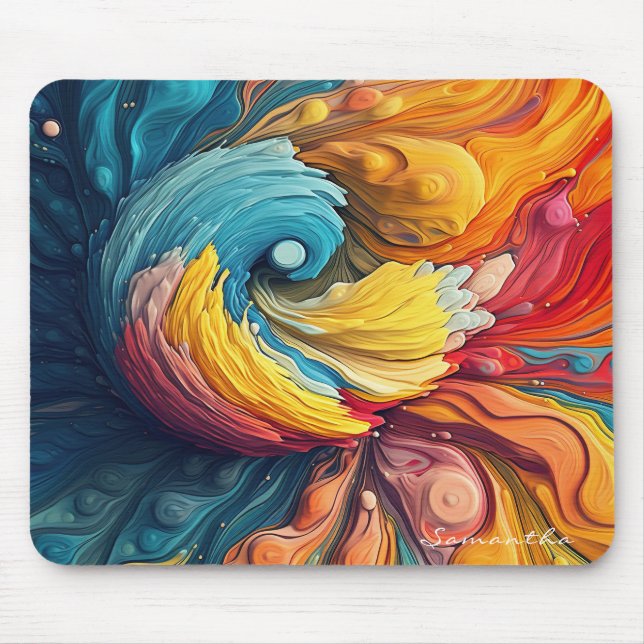 Colourful Abstract Paint Splatter Art (12) Mouse Pad (Front)