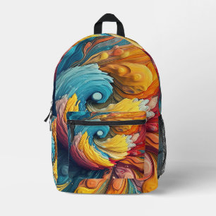 Colourful Abstract Paint Splatter Art (12) Printed Backpack