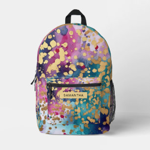 Colourful Abstract Paint Splatter Art (13) Printed Backpack
