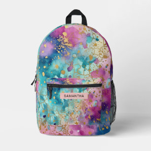 Colourful Abstract Paint Splatter Art (18) Printed Backpack