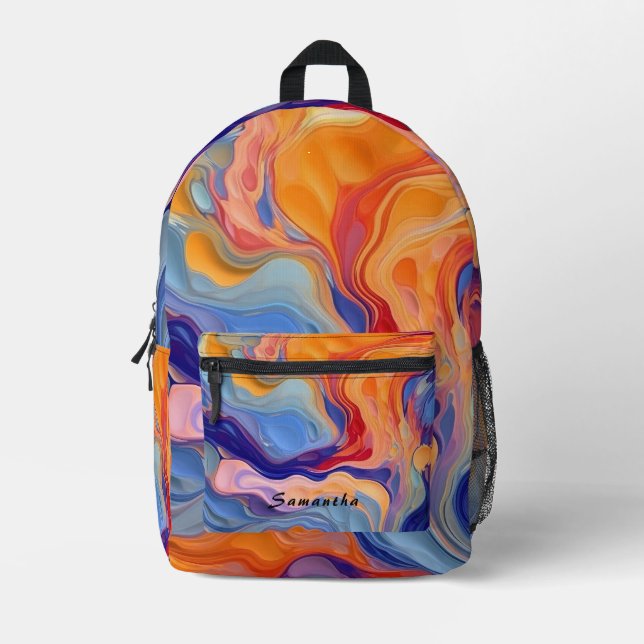 Colourful Abstract Paint Splatter Art (3) Printed Backpack (Front)